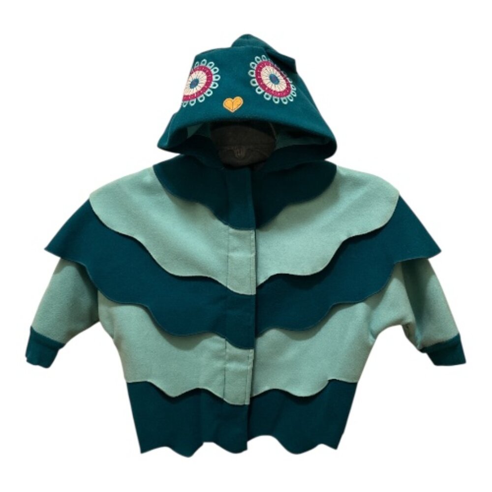 Toddler Girls Teal & Blue Hooded Owl Jacket - size 4T